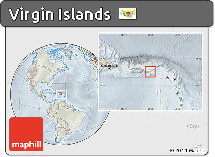 Physical Location Map of Virgin Islands, lighten, semi-desaturated