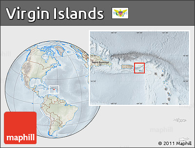 Physical Location Map of Virgin Islands, lighten, semi-desaturated