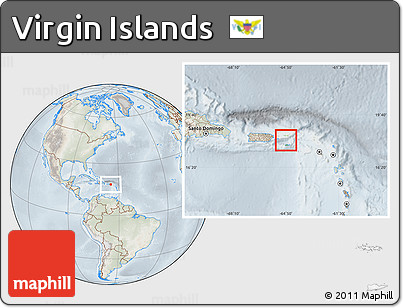 Physical Location Map of Virgin Islands, lighten, semi-desaturated