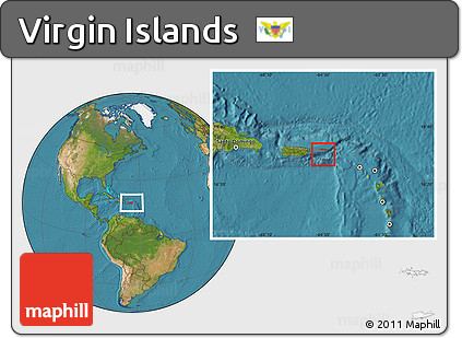 Satellite Location Map of Virgin Islands