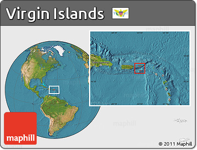 Satellite Location Map of Virgin Islands