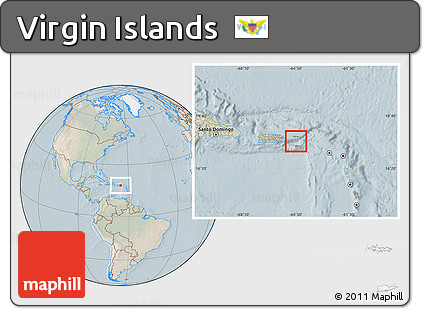 Satellite Location Map of Virgin Islands, lighten