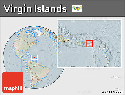 Satellite Location Map of Virgin Islands, lighten