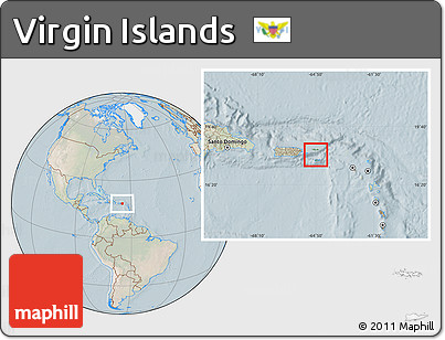 Satellite Location Map of Virgin Islands, lighten