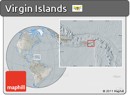 Satellite Location Map of Virgin Islands, lighten, semi-desaturated