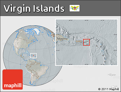 Satellite Location Map of Virgin Islands, lighten, semi-desaturated