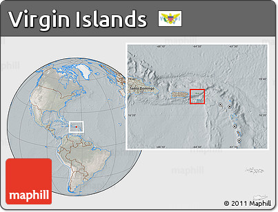 Satellite Location Map of Virgin Islands, lighten, semi-desaturated