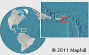 Satellite Location Map of Virgin Islands, lighten, semi-desaturated, land only