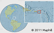 Satellite Location Map of Virgin Islands, savanna style outside, hill shading