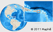 Satellite Location Map of Virgin Islands, shaded relief outside