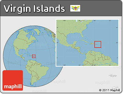Savanna Style Location Map of Virgin Islands, within the entire continent