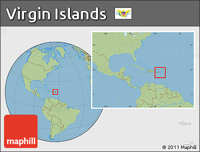 Savanna Style Location Map of Virgin Islands, within the entire continent