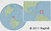 Savanna Style Location Map of Virgin Islands, within the entire continent, hill shading
