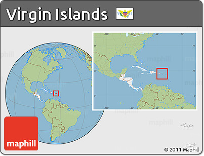 Savanna Style Location Map of Virgin Islands, highlighted continent, within the entire continent