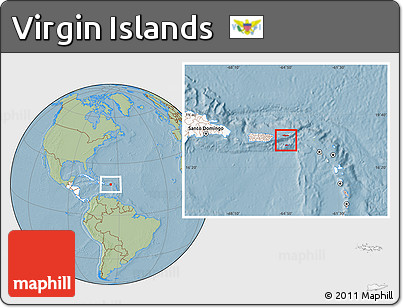 Savanna Style Location Map of Virgin Islands, highlighted continent, hill shading