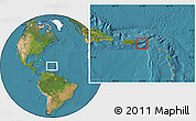 Savanna Style Location Map of Virgin Islands, satellite outside, hill shading