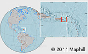Shaded Relief Location Map of Virgin Islands, gray outside, hill shading