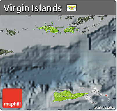 Physical Map of Virgin Islands, darken, semi-desaturated