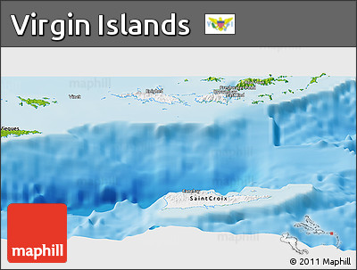 Flag Panoramic Map of Virgin Islands, physical outside