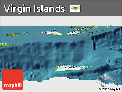 Flag Panoramic Map of Virgin Islands, satellite outside, flag rotated