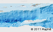 Flag Panoramic Map of Virgin Islands, shaded relief outside, bathymetry sea