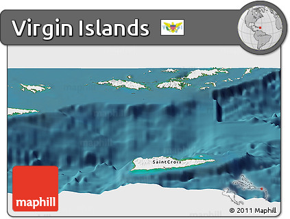 Flag Panoramic Map of Virgin Islands, single color outside, satellite sea