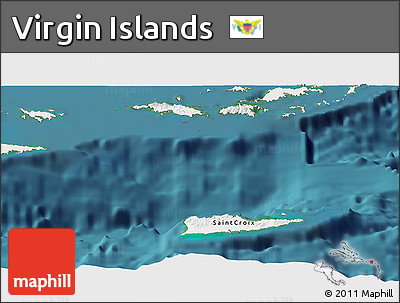Flag Panoramic Map of Virgin Islands, single color outside, satellite sea