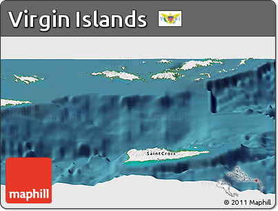 Flag Panoramic Map of Virgin Islands, single color outside, satellite sea