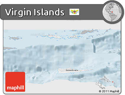 Gray Panoramic Map of Virgin Islands, single color outside