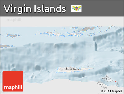 Gray Panoramic Map of Virgin Islands, single color outside