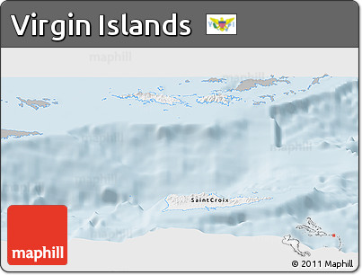 Gray Panoramic Map of Virgin Islands, single color outside
