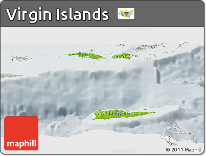 Physical Panoramic Map of Virgin Islands, lighten, semi-desaturated