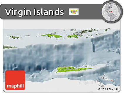 Physical Panoramic Map of Virgin Islands, semi-desaturated