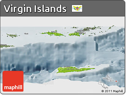 Physical Panoramic Map of Virgin Islands, semi-desaturated