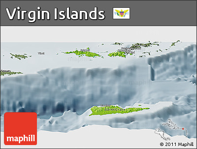 Physical Panoramic Map of Virgin Islands, semi-desaturated