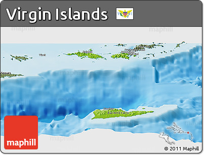 Physical Panoramic Map of Virgin Islands, semi-desaturated, land only