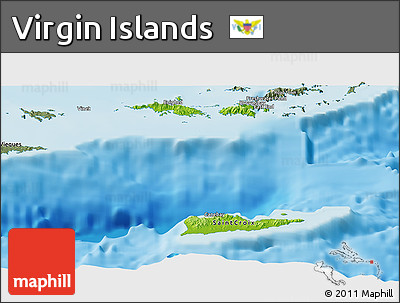 Physical Panoramic Map of Virgin Islands, semi-desaturated, land only