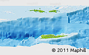 Physical Panoramic Map of Virgin Islands, single color outside, bathymetry sea, shaded relief sea