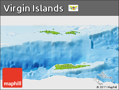 Physical Panoramic Map of Virgin Islands, single color outside