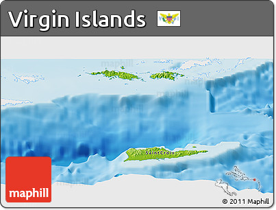 Physical Panoramic Map of Virgin Islands, single color outside