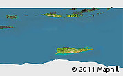 Satellite Panoramic Map of Virgin Islands, darken, desaturated, land only