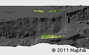 Satellite Panoramic Map of Virgin Islands, darken, desaturated