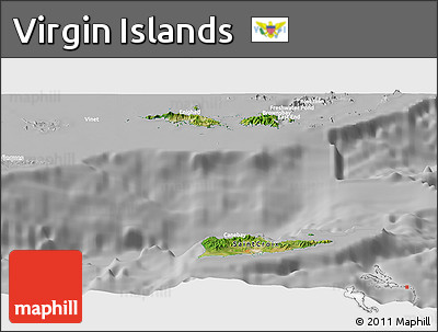 Satellite Panoramic Map of Virgin Islands, lighten, desaturated