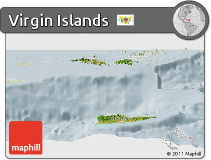 Satellite Panoramic Map of Virgin Islands, lighten