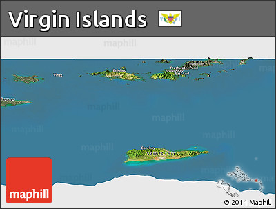 Satellite Panoramic Map of Virgin Islands, semi-desaturated, land only
