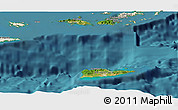 Satellite Panoramic Map of Virgin Islands, shaded relief outside, satellite sea