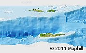 Satellite Panoramic Map of Virgin Islands, single color outside, bathymetry sea, shaded relief sea