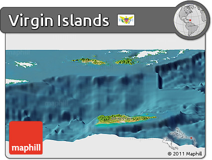 Satellite Panoramic Map of Virgin Islands, single color outside