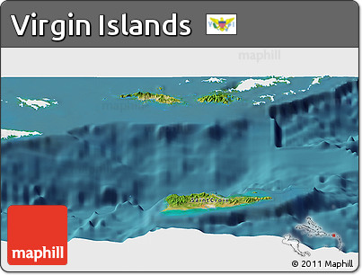 Satellite Panoramic Map of Virgin Islands, single color outside