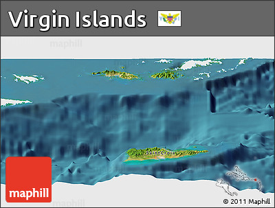 Satellite Panoramic Map of Virgin Islands, single color outside